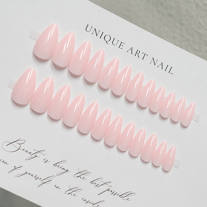 24Pcs/Set Nude Long French Almond Coffin Fake Nails | Pink Grey Brown Fall Winter Press-On Faux Ongles