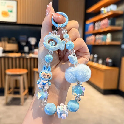 New rab hairball beaded mobile phone chain girl cartoon short mobile phone lanyard popular bag pendant gift phone charm