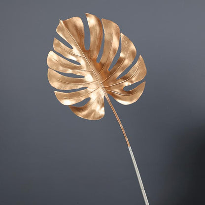 Gold Rose & Foliage Branch Arrangement | New Year Decoration Series | Turtle Back Eucalyptus & Ginkgo Leaf Fake Flower