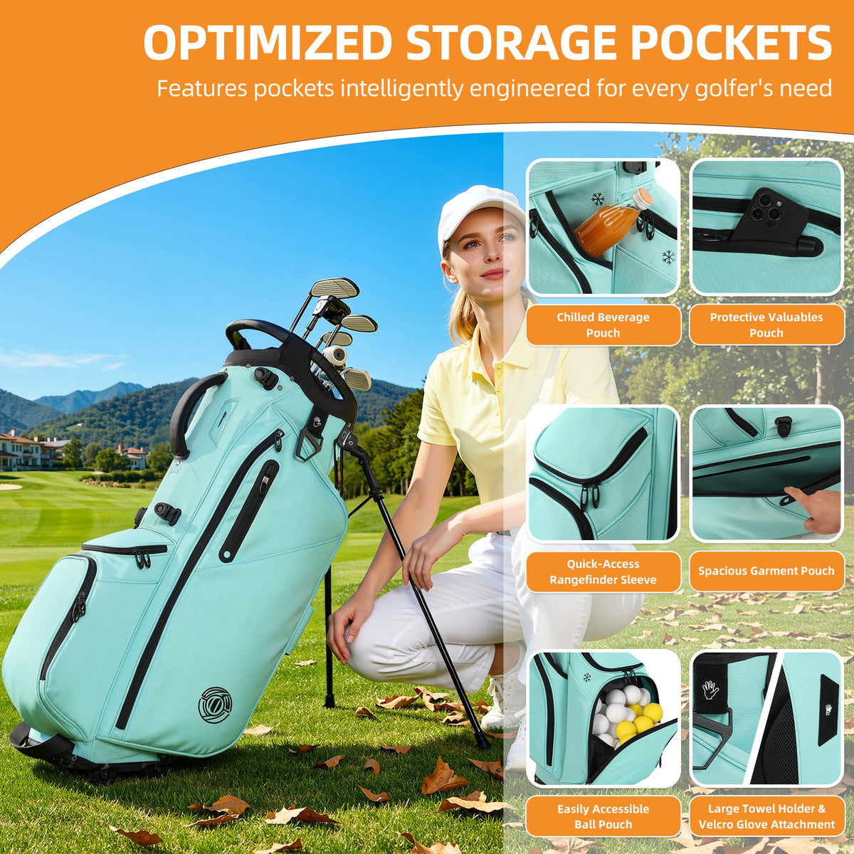 Lightweight Golf Stand Bag Featuring Full-length Dividers | a Stable Base | Flexible Legs | and Ergonomic Dual Shoulder Straps