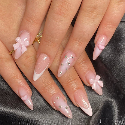 24-Piece Wearable Nails - Removable Nail Stickers Handmade NailsLong - length Nail Art  Diamond - embellished Nail Art