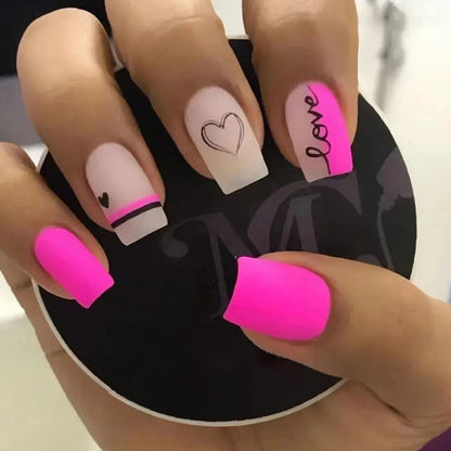 24-Piece Short Almond Hot Pink Berry French Tip Press-On Nails | Vibrant Soft Gel Fake Nail Kit
