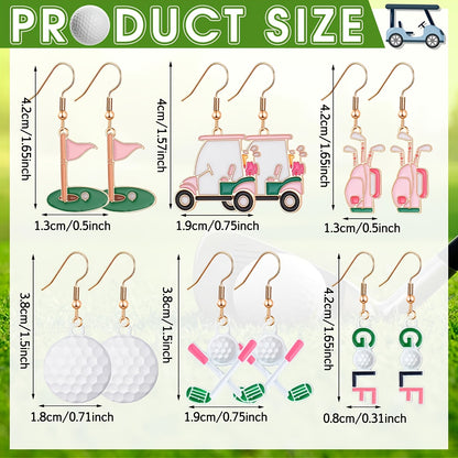 Women's Earrings, 6 Pairs | Golf Game Earrings as a Gift
