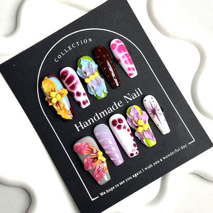 Handmade Nail Art | High-End Hand-Carved Gradient 3D Wearable Nails | European-American Autumn-Winter Style