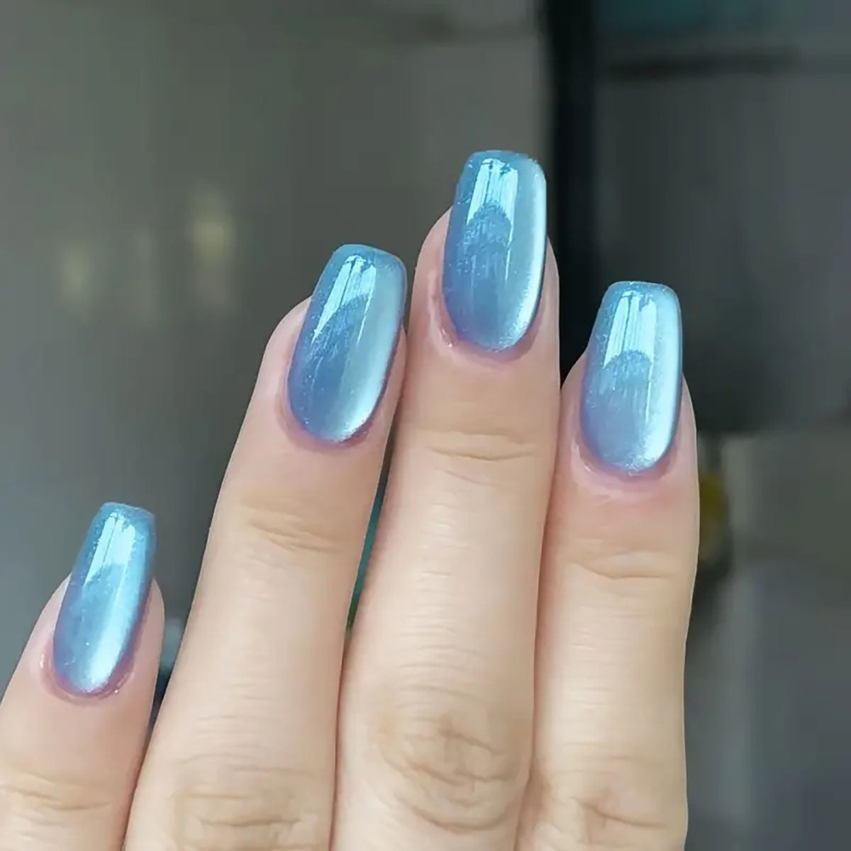 24pcs/30pcs short square ballet fake nails for women cat eyes glitter green blue purple pink shinny nail tips press on nail art
