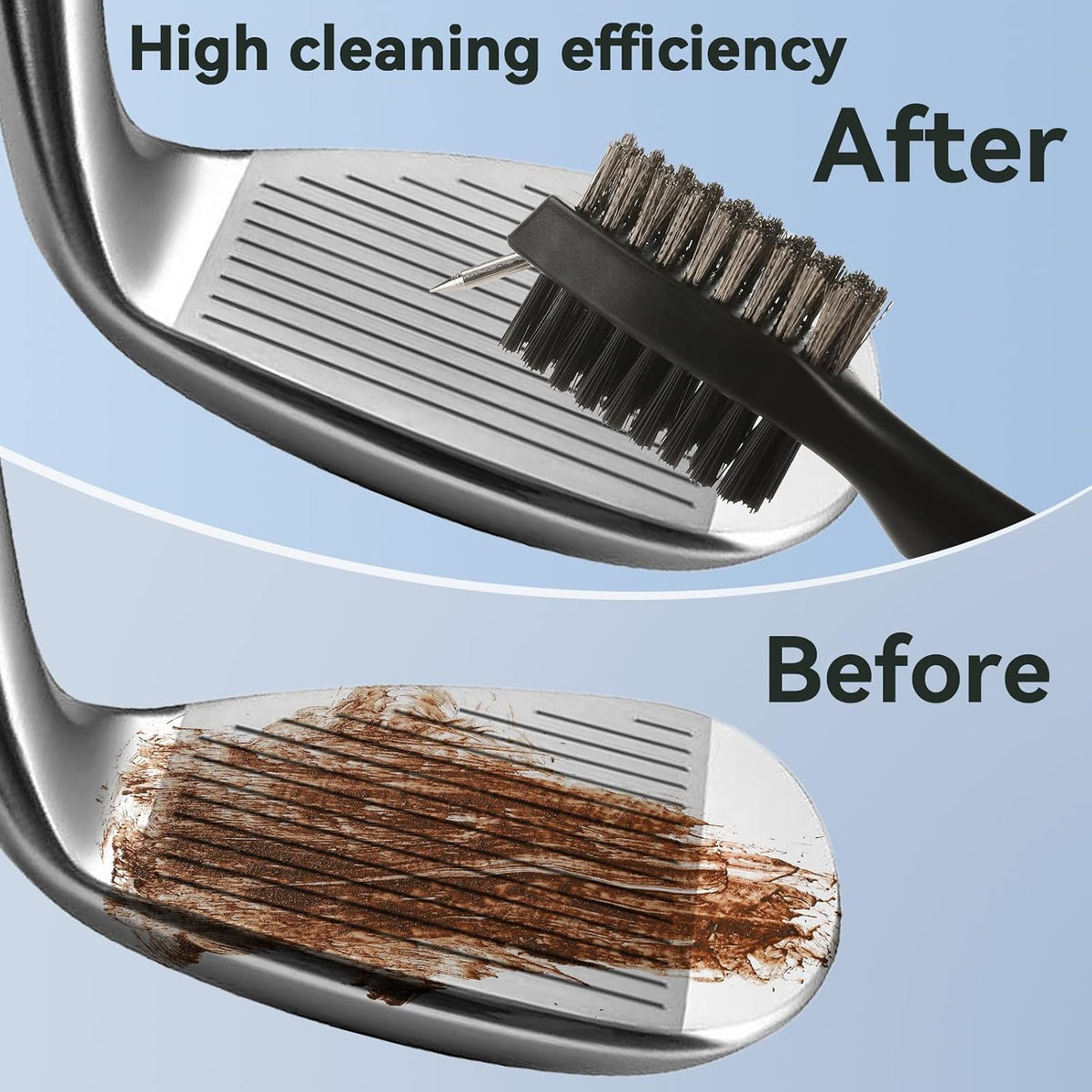 4-Piece Golf Cleaning Kit – Includes Golf Towel, Dual-Bristle Clubhead Brush, and Divot Repair Tool; Suitable for Golf Bags