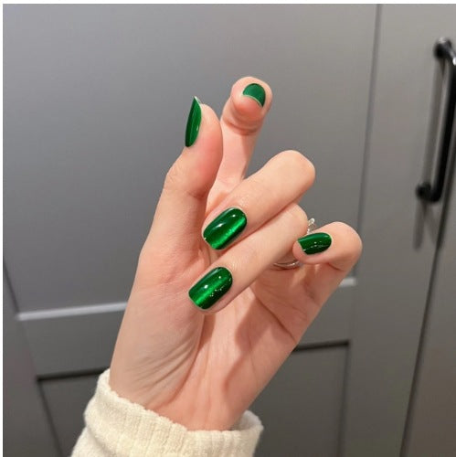 24pcs/30pcs short square ballet fake nails for women cat eyes glitter green blue purple pink shinny nail tips press on nail art