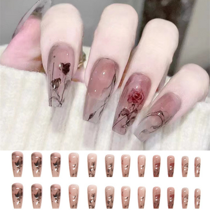 24-Piece Long Removable Press-On Nail Art | Fashion-Forward False Nails