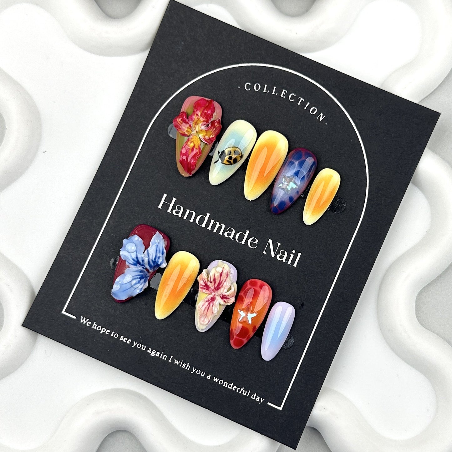 Pure Handmade   Carved & Painted   Ladybug Nail Stickers   Wearable Nail Tips  High-End