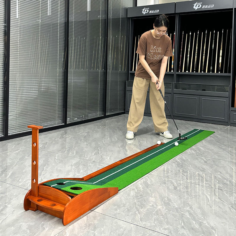 Indoor Golf Putting Green Practice Mat Exerciser W/Auto Ball Return Training Aid