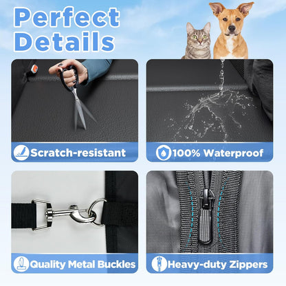 Back Seat Extender for Dogs | Waterproof Dog Car Seat Cover | With Hard Bottom | 2025 Upgraded Material | Anti-Scratch | Safer | Easy to Use and Clean | Holds 400lbs