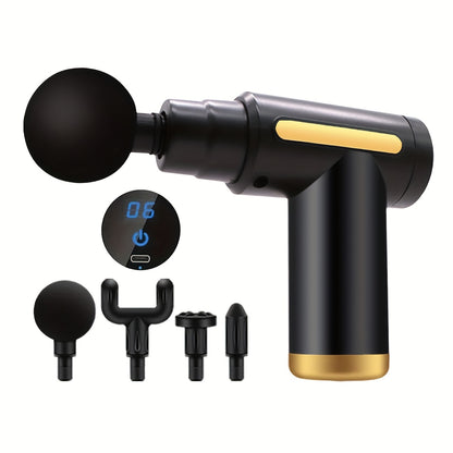 Portable digital fascia gun, convenient electric massager, six-speed adjustable LED display, silent and long-lasting