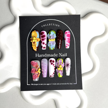 Handmade Nail Art | High-End Hand-Carved Gradient 3D Wearable Nails | European-American Autumn-Winter Style