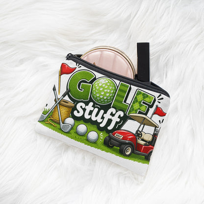 1 Coin Pouch – Linen Golf-Themed Coin Bag | Compact and Portable Storage Pouch | Lightweight Handheld Pouch (Ideal as a Gift)