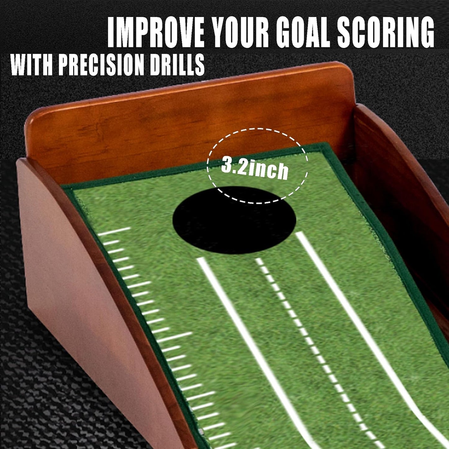 Putting Green Indoor | No Hump Golf Mat | Auto Ball Return | Easy To Fold Solid Wood Base | Luxurious Velvet Surface | Ideal For Home Office Golfers