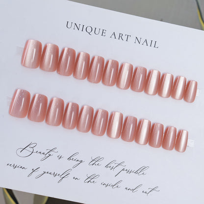 24pcs/30pcs short square ballet fake nails for women cat eyes glitter green blue purple pink shinny nail tips press on nail art