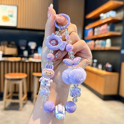 New rab hairball beaded mobile phone chain girl cartoon short mobile phone lanyard popular bag pendant gift phone charm