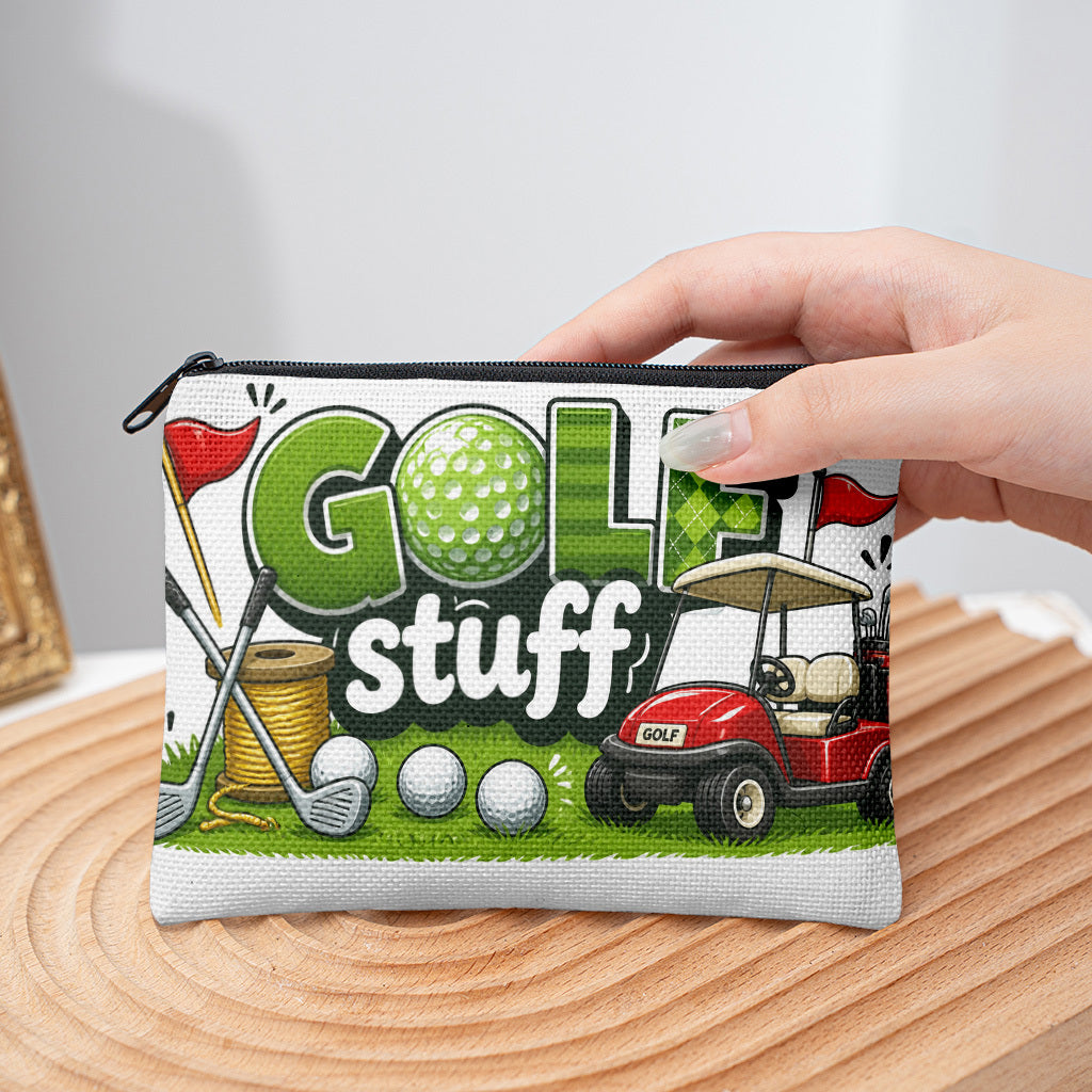 1 Coin Pouch – Linen Golf-Themed Coin Bag | Compact and Portable Storage Pouch | Lightweight Handheld Pouch (Ideal as a Gift)