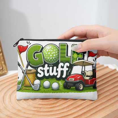 1 Coin Pouch – Linen Golf-Themed Coin Bag | Compact and Portable Storage Pouch | Lightweight Handheld Pouch (Ideal as a Gift)
