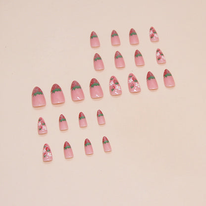 24-Piece Long Almond Shape Fruit Pattern Press-On Nails | Cute Vibrant False Nails