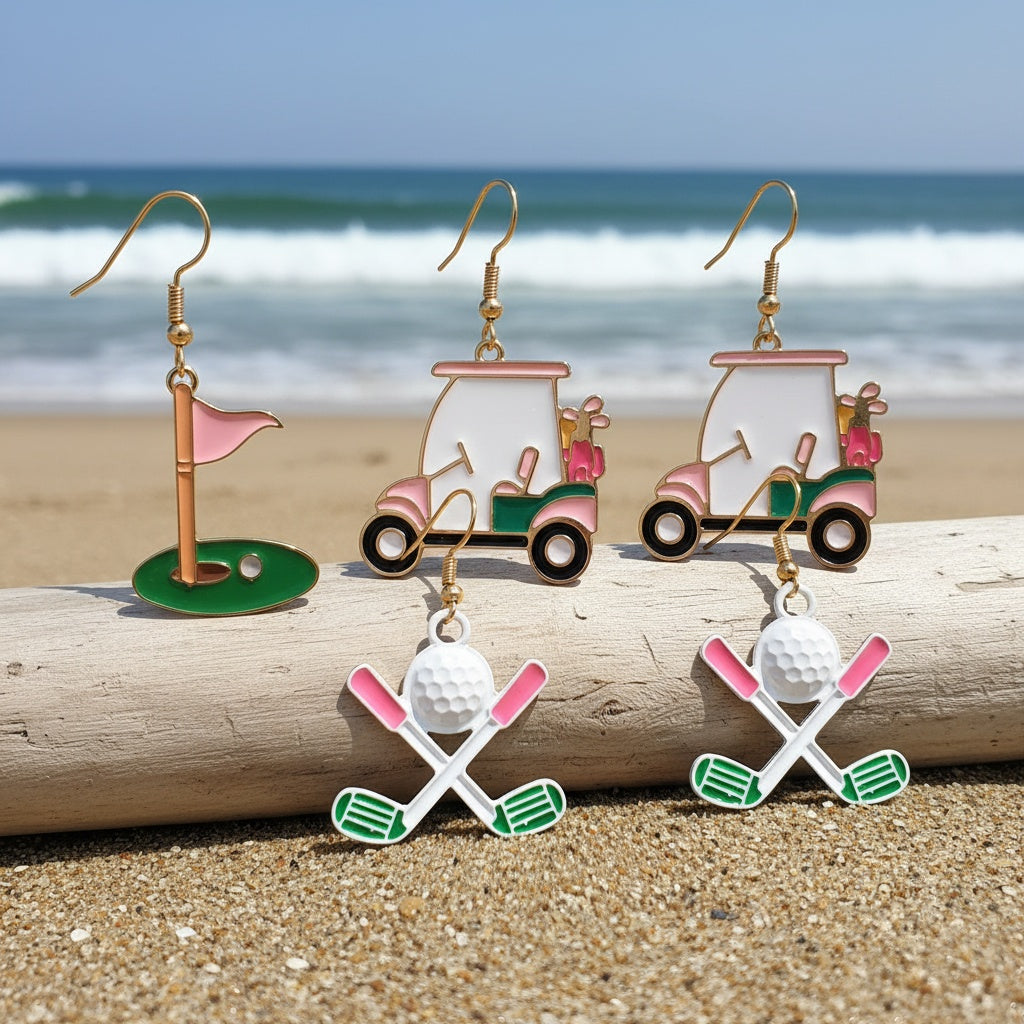 Women's Earrings, 6 Pairs | Golf Game Earrings as a Gift