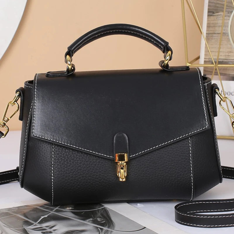 Genuine Leather Women's Bag New Trendy All-match Messenger Shoulder Bag Ladies Fashion First Layer Cowhide Handbag High Quality