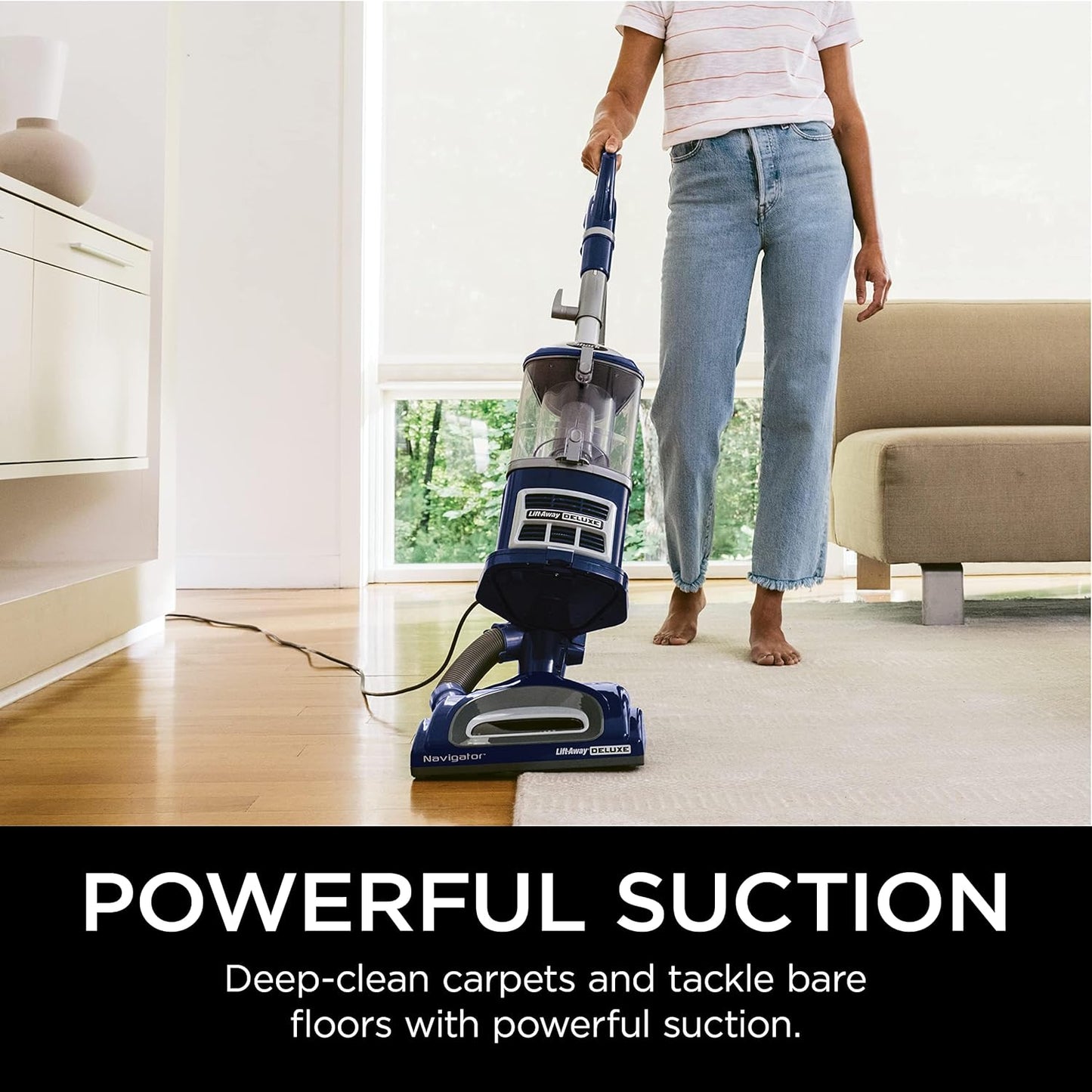 Shark Upright Vacuum | Navigator Lift - Away Deluxe | Large Dust Cup Capacity | HEPA Filter | Swivel Steering | Upholstery Tool & Crevice Tool | Blue | NV360