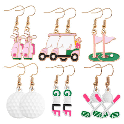 Women's Earrings, 6 Pairs | Golf Game Earrings as a Gift