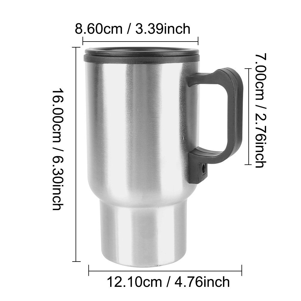 12V 450ml Electric Heating Car Kettle | Thermal Mug For Water Coffee Milk | Camping Travel Stainless Steel Vehicle Heating Cup