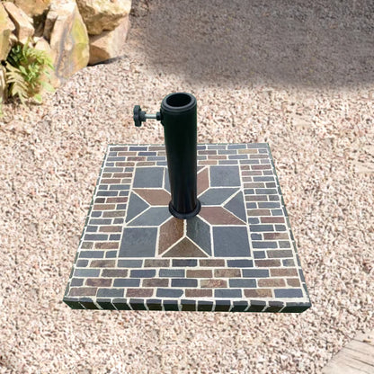 Outdoor Natural Stone Square Umbrella Base | Mosaic Handmade Collage Design | Patio Furniture Outdoor Furniture | Fashion Vintage Garden Furniture