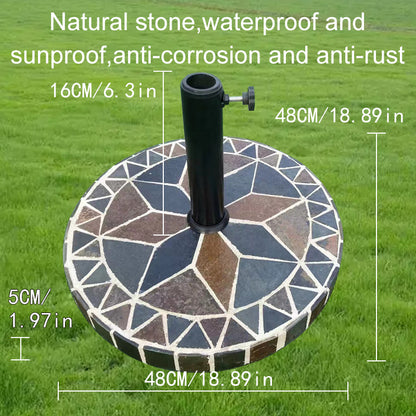 Colorful Collage Stone Round Umbrella Base | Artistic Base for Garden & Terrace Shading | Mosaic Handmade Collage Design | Patio Furniture Outdoor Furniture