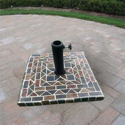 Outdoor Natural Stone Square Umbrella Base | Mosaic Handmade Collage Design | Patio Furniture Outdoor Furniture | Fashion Vintage Garden Furniture