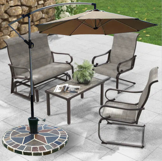 Colorful Collage Stone Round Umbrella Base | Artistic Base for Garden & Terrace Shading