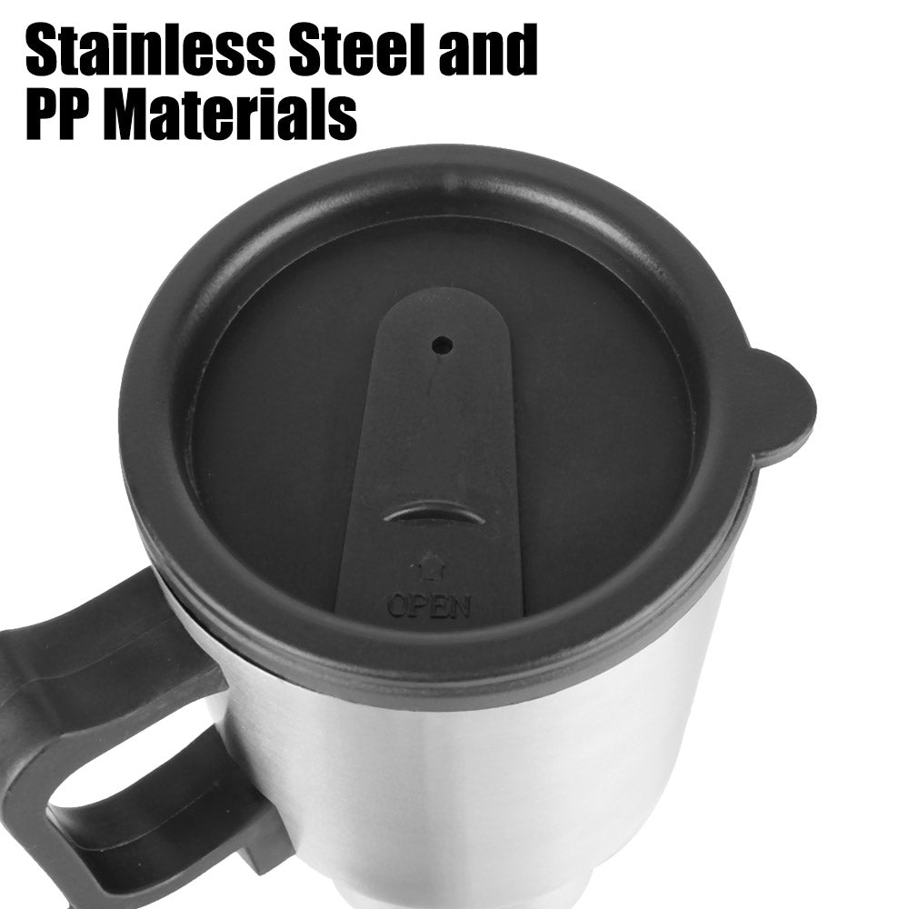12V 450ml Electric Heating Car Kettle | Thermal Mug For Water Coffee Milk | Camping Travel Stainless Steel Vehicle Heating Cup