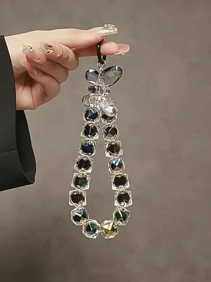 Crystal Shining Bow Phone Chain | Multi-functional Wrist Lanyard, Keychain & Universal Bag Pendant
