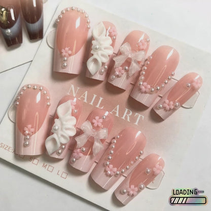 24-Piece French Manicure Dream Pearl Wearable Nails | Elegant Romantic Nail Art