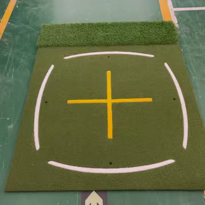 Multifunctional Golf Swing Mat with Long And Short Grass Combination Teaching Aids Crossline Indoor And Outdoor Ball Mat