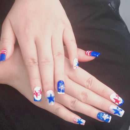 Independence Day Exclusive Handmade Wearable Fake Nails | Factory Direct Patriotic Nail Art