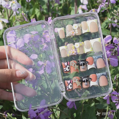 2-piece Set 20 Nail Tips Pastoral Style Nail Art | Cute Flower Decorations are Super Eye-catching | Spring Atmosphere is Full!