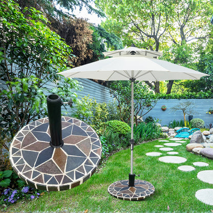 Colorful Collage Stone Round Umbrella Base | Artistic Base for Garden & Terrace Shading | Mosaic Handmade Collage Design | Patio Furniture Outdoor Furniture