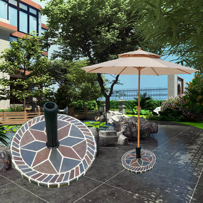 Colorful Collage Stone Round Umbrella Base | Artistic Base for Garden & Terrace Shading | Mosaic Handmade Collage Design | Patio Furniture Outdoor Furniture
